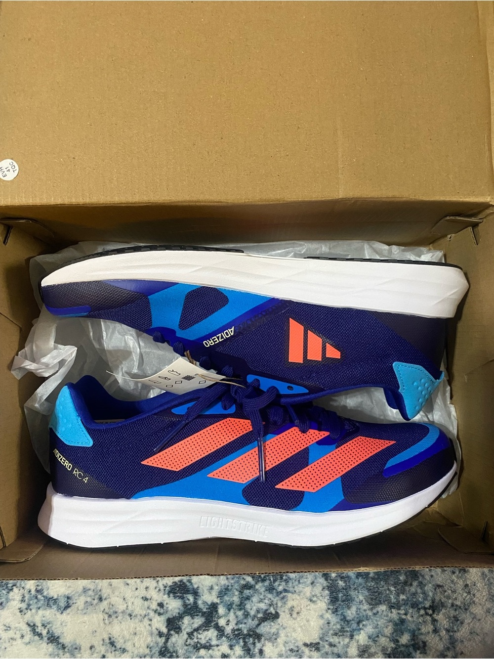 Adidas Adizero RC 4 M Men’s 8 / Women’s 9-9.5 Blue Orange GZ0181 NIB Activewear